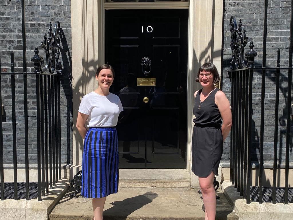 Gov't Affairs' K. Sommer and V. Hulse outside number 10